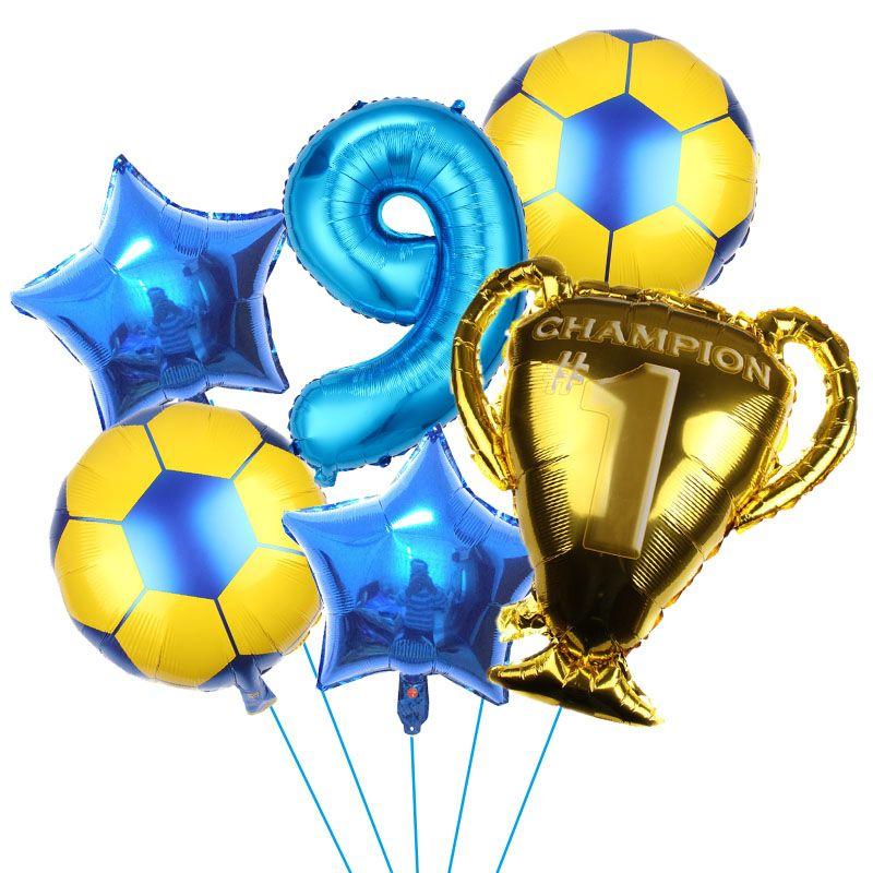 32-inch Digital Football 6-piece Aluminum Film Balloons Set - Birthday Party Gift - World Cup Football Balloons