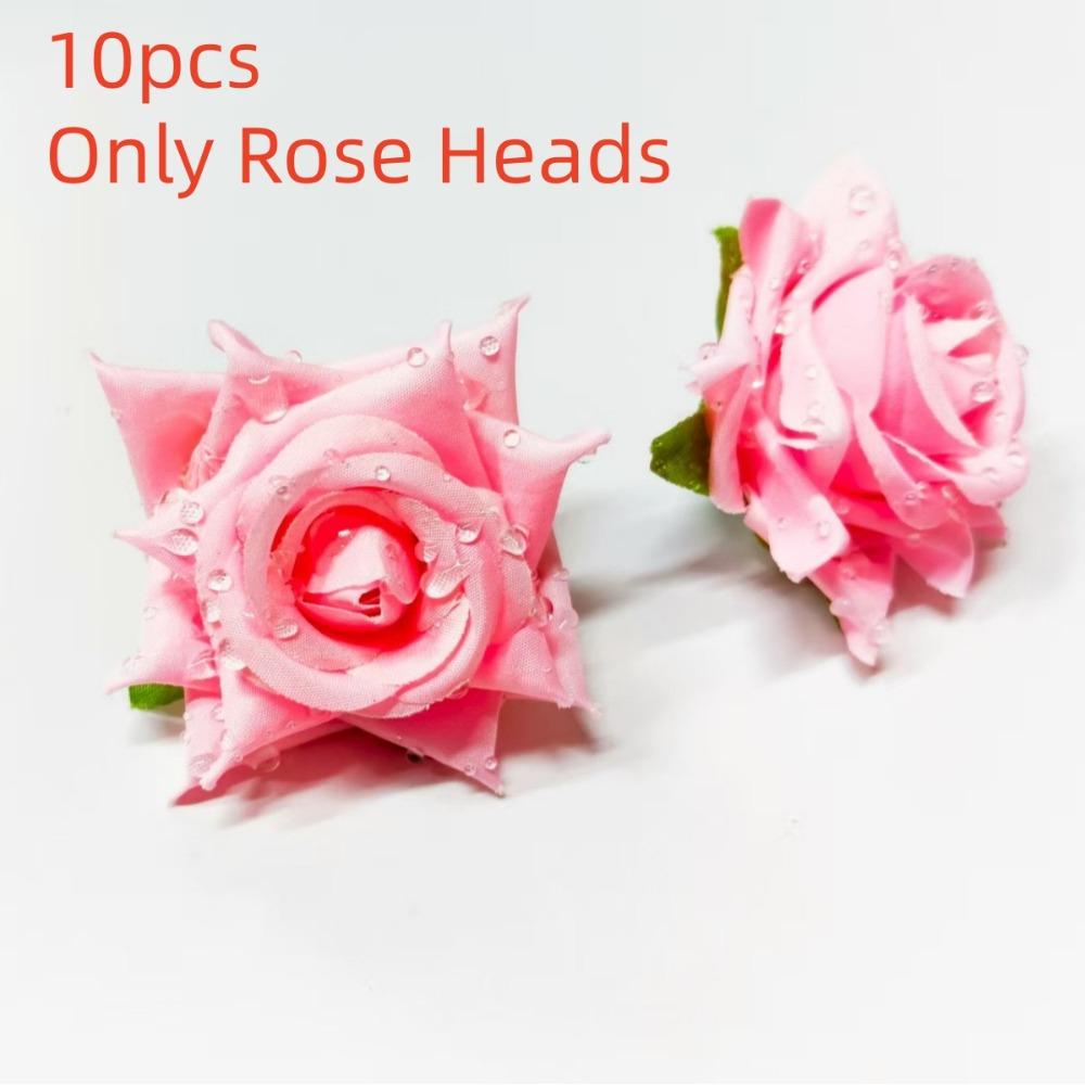 10pcs 3D Dew Drops Artificial Rose DIY Elegant Flower Arrangement  Home Decor