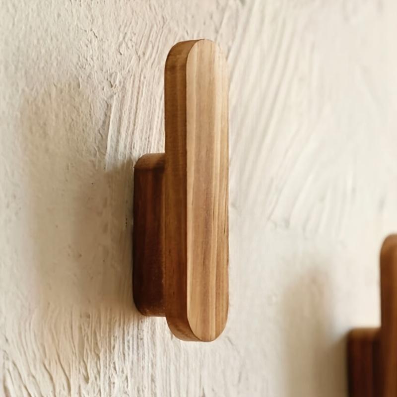 5pcs Solid Wood Hooks Strong Load-bearing Entrance Hallway Coat Rack Bathroom Bedroom Doorway Storage Organizer Multi-hook Design Space-saving