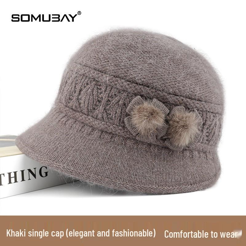 

Уютный зимний набор шапка и шарф для женщин среднего и пожилого возраста - Теплый вязаный кроличий мех и хлопок One Size