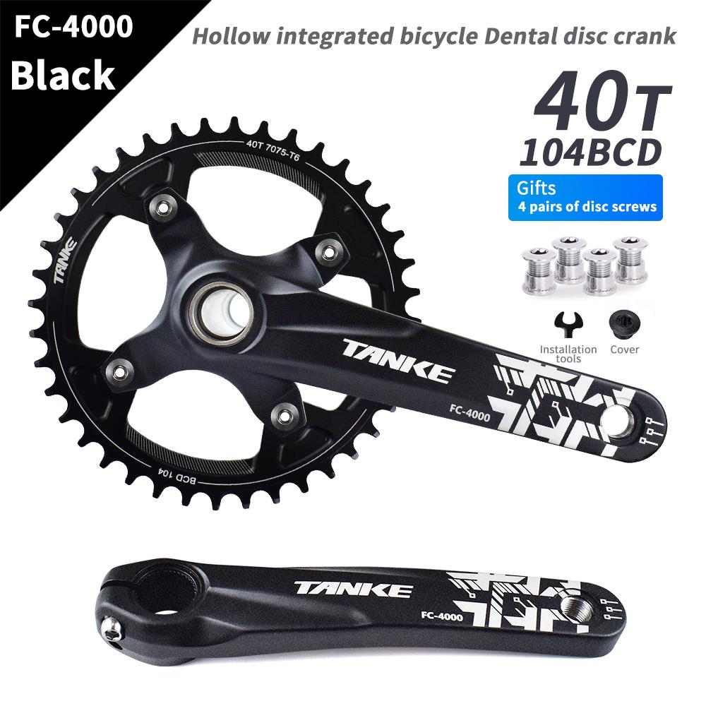 TANKE Crankset 170MM Bicycle Chainring Hollow Integrated Crankset 104 BCD Narrow Wide Bike MTB Crown  Square Hole Sprocket Crank