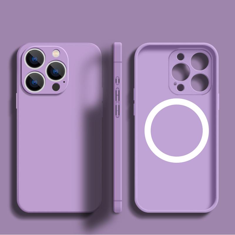 Magnetic For Magsafe Case For iPhone 15 Pro Max Coque Built-in Metal Plate Soft Silicone Cover For iPhone 14 16 Pro Max 13 12 11