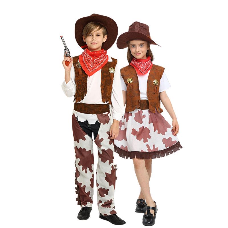 

Children s Halloween Cowboy Costume: Western Masquerade Vest Suit Girl Cowboy M