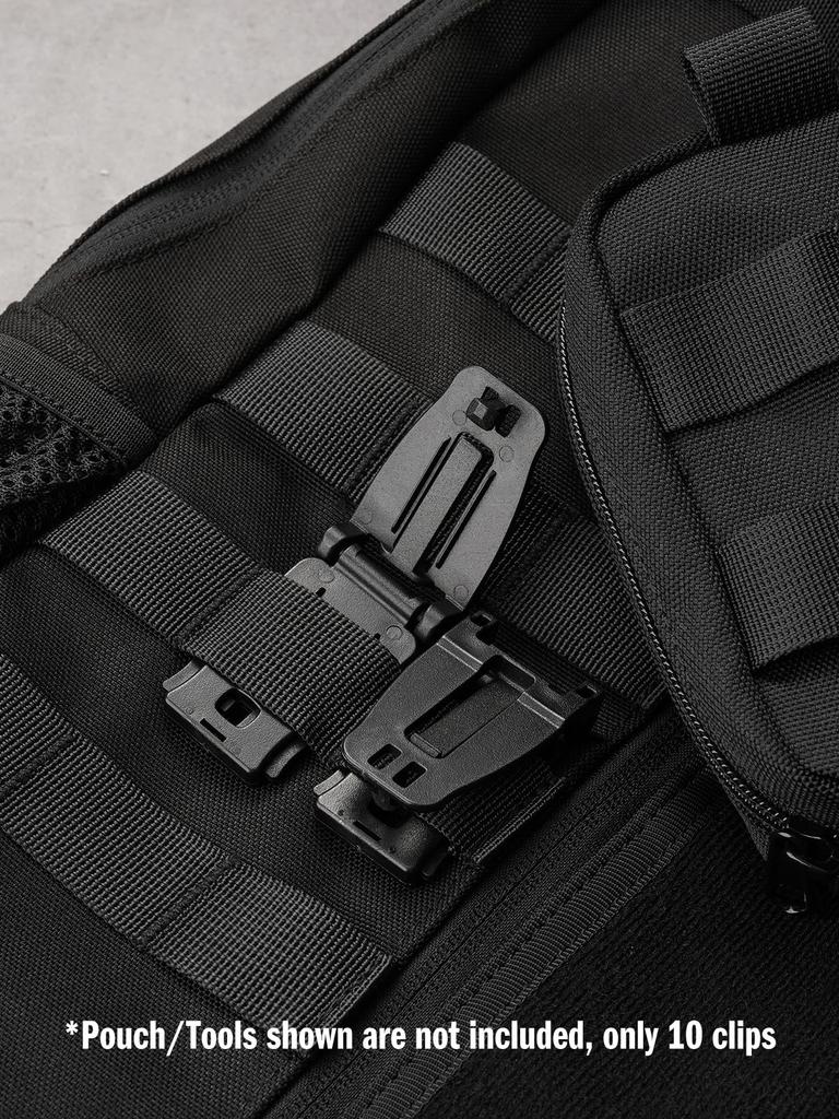 VIPERADE VAB2 Multipurpose Clips for Molle Tactical Locking Carabiners for Molle Webbing Attachment to and Bags 10-Pack 1" Webbing, Backpacks,