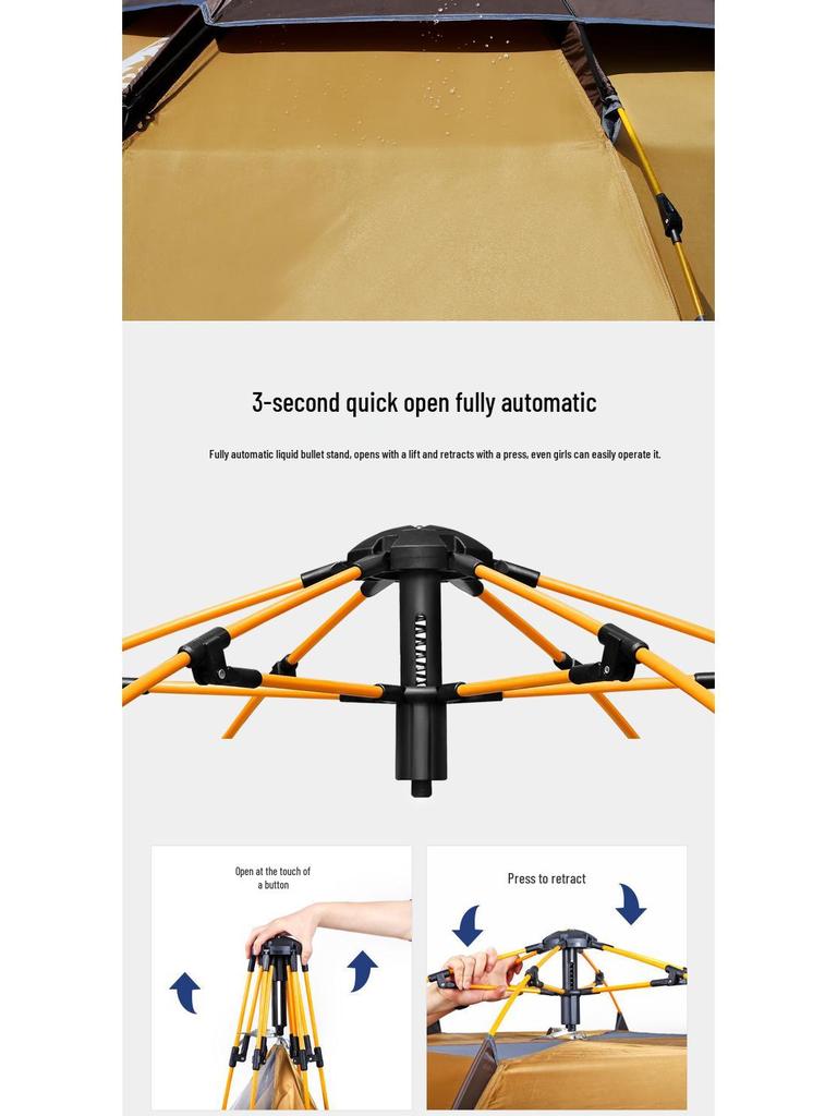 Portable Automatic Fast-Opening Rainproof Tent for 2-4 People - Ideal for Outdoor Camping, Wilderness, & Beach