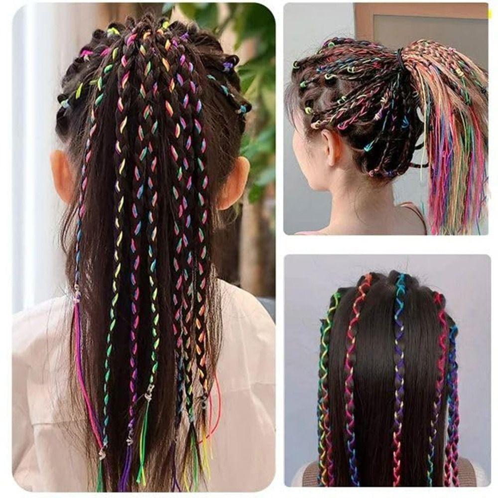 16/24/32 Stück Farbverlauf Bunt Haarsträhnen Regenbogen Flechthaar Wickelsträhne für Zöpfe