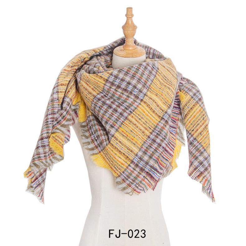 European & American Autumn/Winter Thick Double-Sided Plaid Scarf & Shawl for Women