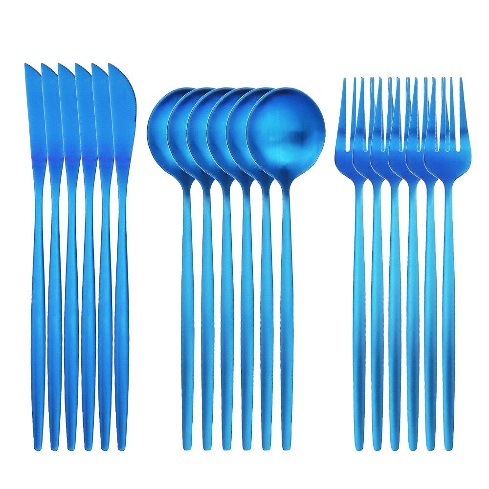 18pcs Colorful Cutlery Set Tableware Set Stainless Steel Dinner Knife Fork Spoon Matte Polishing Dinnerware Set