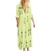 Damenmode Retro V-Ausschnitt Locker Langarm Maxi-Kleid mit Druck