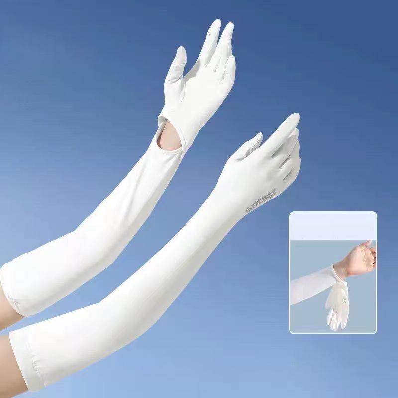 Summer Ice Silk Sun Protection Gloves, Breathable And Lightweight, UV Protection, Suitable For Driving, With Ice Sleeves
