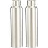 Stainless Steel Water Bottle (Pack of 2) | BIS-Approved | 900ml (Silver Steel Finish)
