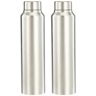 Μπουκάλι Νερού από Ανοξείδωτο Ατσάλι (Συσκευασία των 2) | Εγκεκριμένο από το BIS | 900ml (Ασημί Ατσάλι Φινίρισμα)