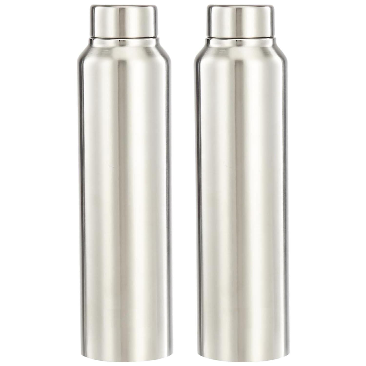 

Бутылка для воды из нержавеющей стали (Упаковка из 2 шт.) | Одобрено BIS | 900 мл (Отделка из серебристой стали)