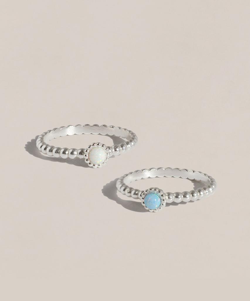 47Bag 925 Silver Opal Gemstone Flower Ring Joan
