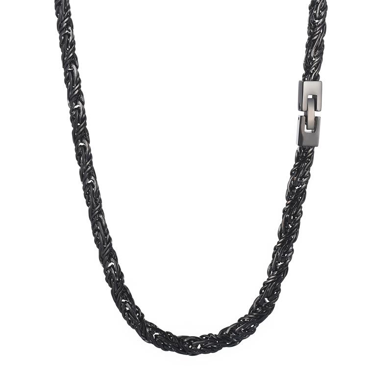 6mm Hip Hop Singular Chain Necklace Men's Stainless Steel Twisted Chain Simple Thick Necklace Gold/Black Color Pop Party Jewelry