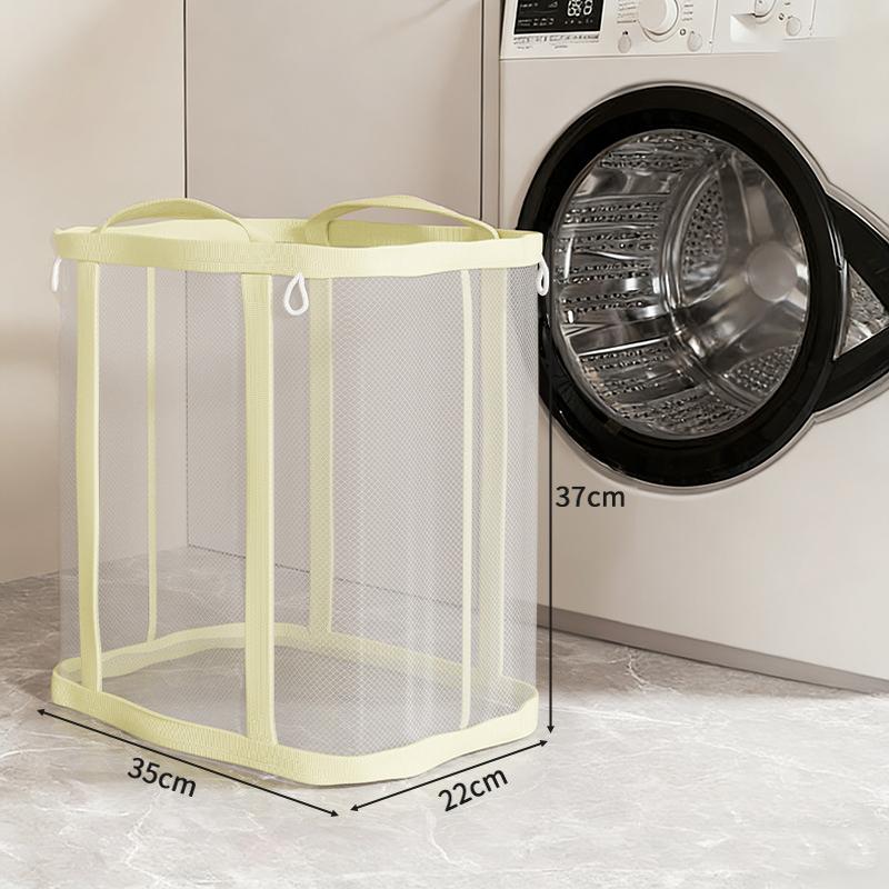 Breathable Mesh Laundry Basket Large Capacity Foldable Wall-Mounted Dirty Clothes Organizer Bag Bathroom Laundry Basket
