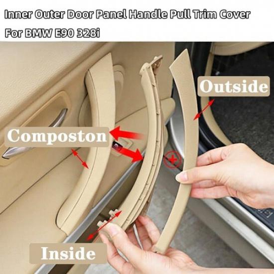 6PCS Car Door Handle Interior Passenger Fits 2004-2012 BMW E90/E91/E92 3-Series