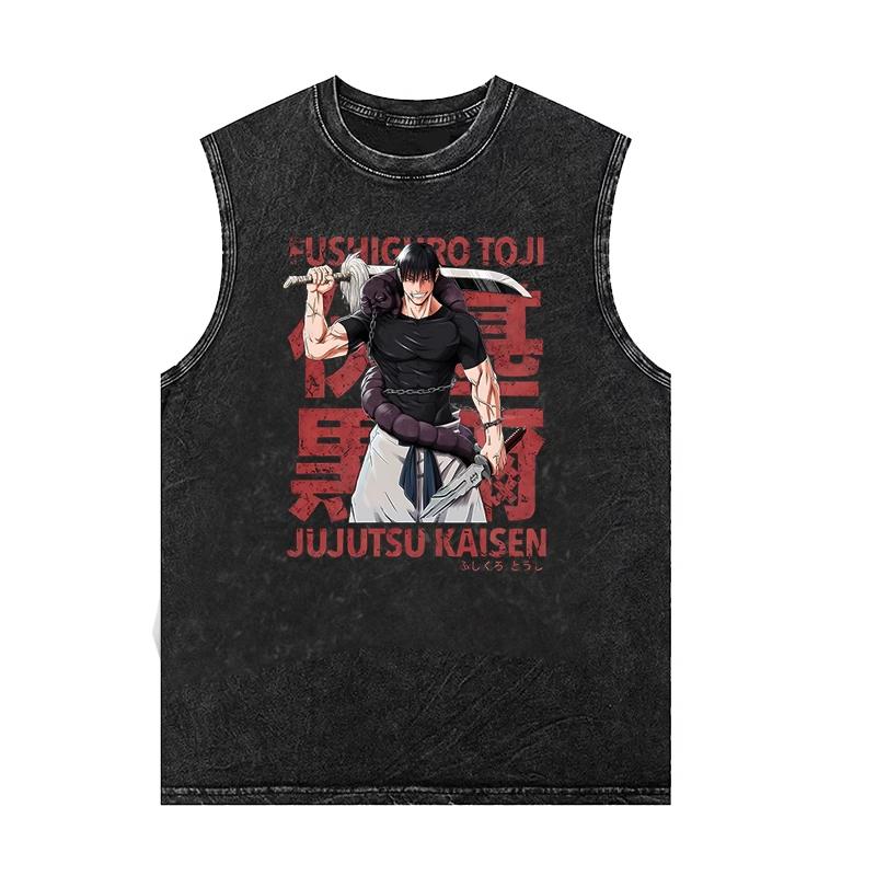 

Японские аниме графические майки мужские безрукавки винтажные выстиранные жилеты летняя одежда Y2k футболка харадзюку уличная одежда 3XL