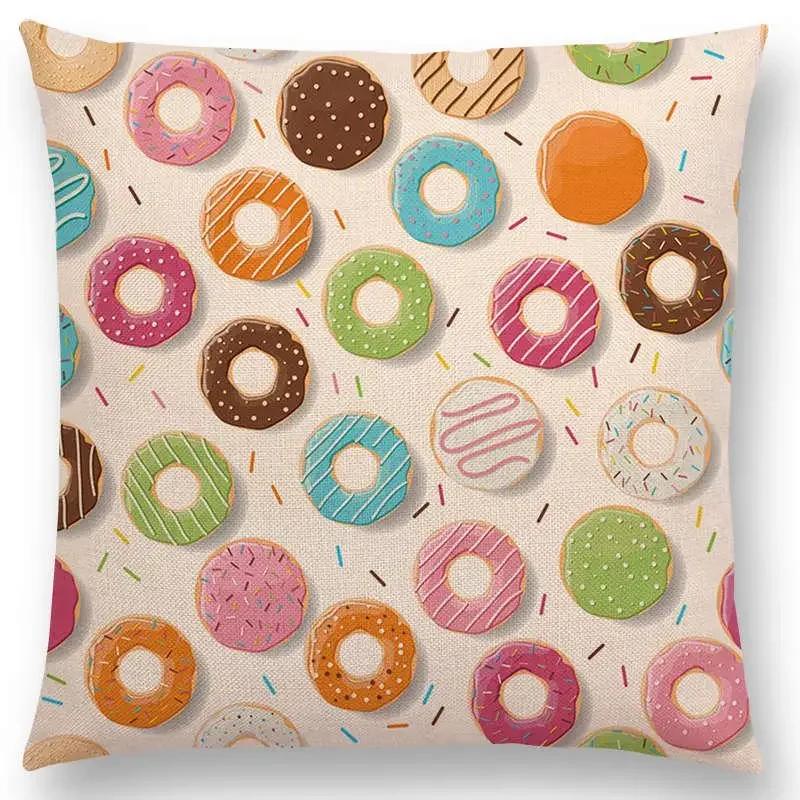 Colorful Prints Cushion Cover Chocolate Candy Donuts Pretty Ice Cream Pattern Color Party Sofa Throw Pillow Case Decor