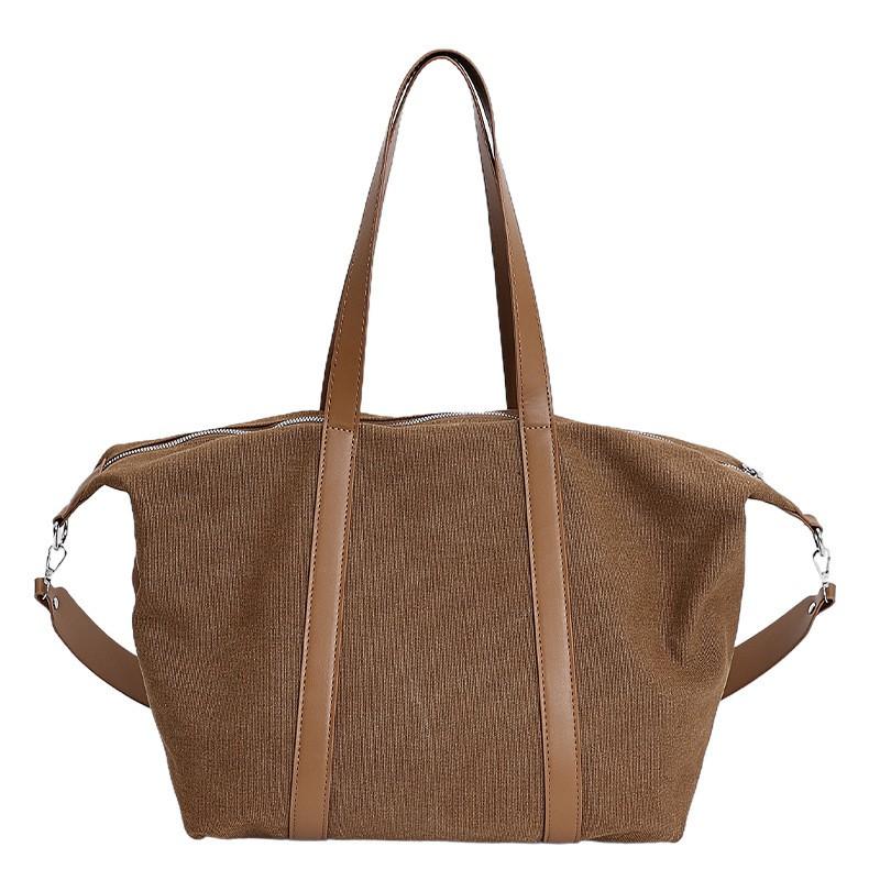 Large Capacity Canvas Tote Bag Women Spacious Crossbody Shoulder With Zip Street Style Daily Commute Travel