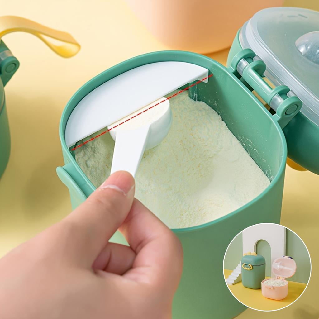 Large Capacity Cartoon Dinosaur Double Layer Milk Powder Dispenser - Convenient, Durable Plastic