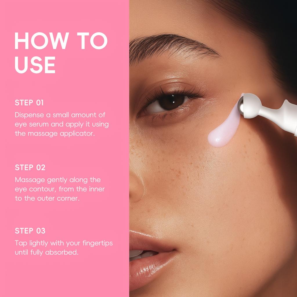 Sakura Eye Cream 15G 0.53Oz Smoothing Eye Roller with Vitamin C Niacinamide and Hyaluronic Acid Suitable for All Skin Types