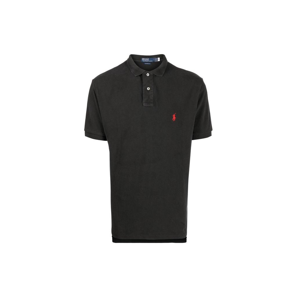 Polo Ralph Lauren SS22 Solid Color Logo Embroidered Short Sleeve Casual Polo Shirt Men Polo Shirts Black 710850860007