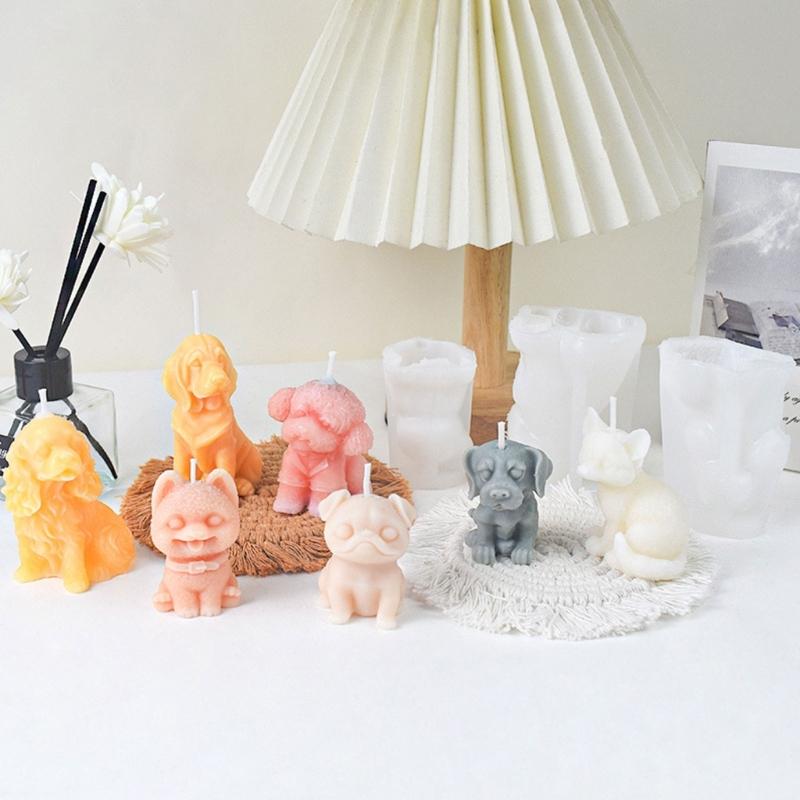 Dog Shaped Silicone Candle Molds Epoxy Resin Silicone Molds for Candle Soap Plaster Decorations, Plaster Silicone Molds