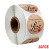 50-500Pcs Kraft Paper Homemade With Love Stickers Scrapbooking For Envelope And Package Seal Labels Sticker Stationery Handmade