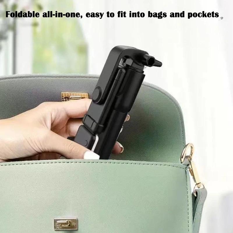 Kabelloser Bluetooth Selfie-Stick mit Fülllicht & Fernbedienung, Ausziehbarer Stativständer Kompatibel für iPhone Android Smartphones