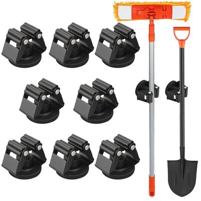 MUTUACTOR Magnetic Broom Holder, 8-Pack, Non-Slip Magnetic Mount Storage Broom Holder with Rubber Gripper, 12lb Heavy Duty Magnetic Tool Holder for Wo