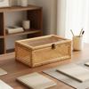 Rattan-Aufbewahrungsbox mit durchsichtigem Deckel, hohe Kapazität, geflochtene Rohrkörbe für Schreibtisch, Schlafzimmer, Wohnzimmer