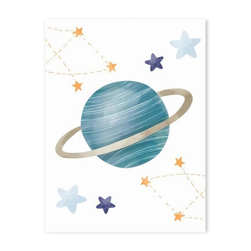 Rocket Astronaut Planet Outer Space Baby Name Custom Wall Art Canvas Painting Nordic Cartoon Prints Posters for Kids Room Decor