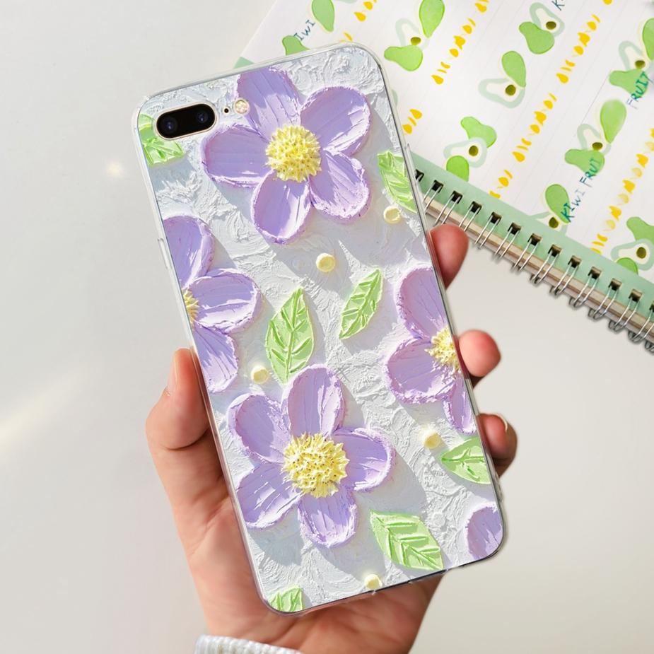 For IPhone 7 Plus Case iPhone8 Plus Fashion Painted Cover Clear Silicone Phone Case For iPhone 8 iPhone7 Plus Soft Fundas Bumper