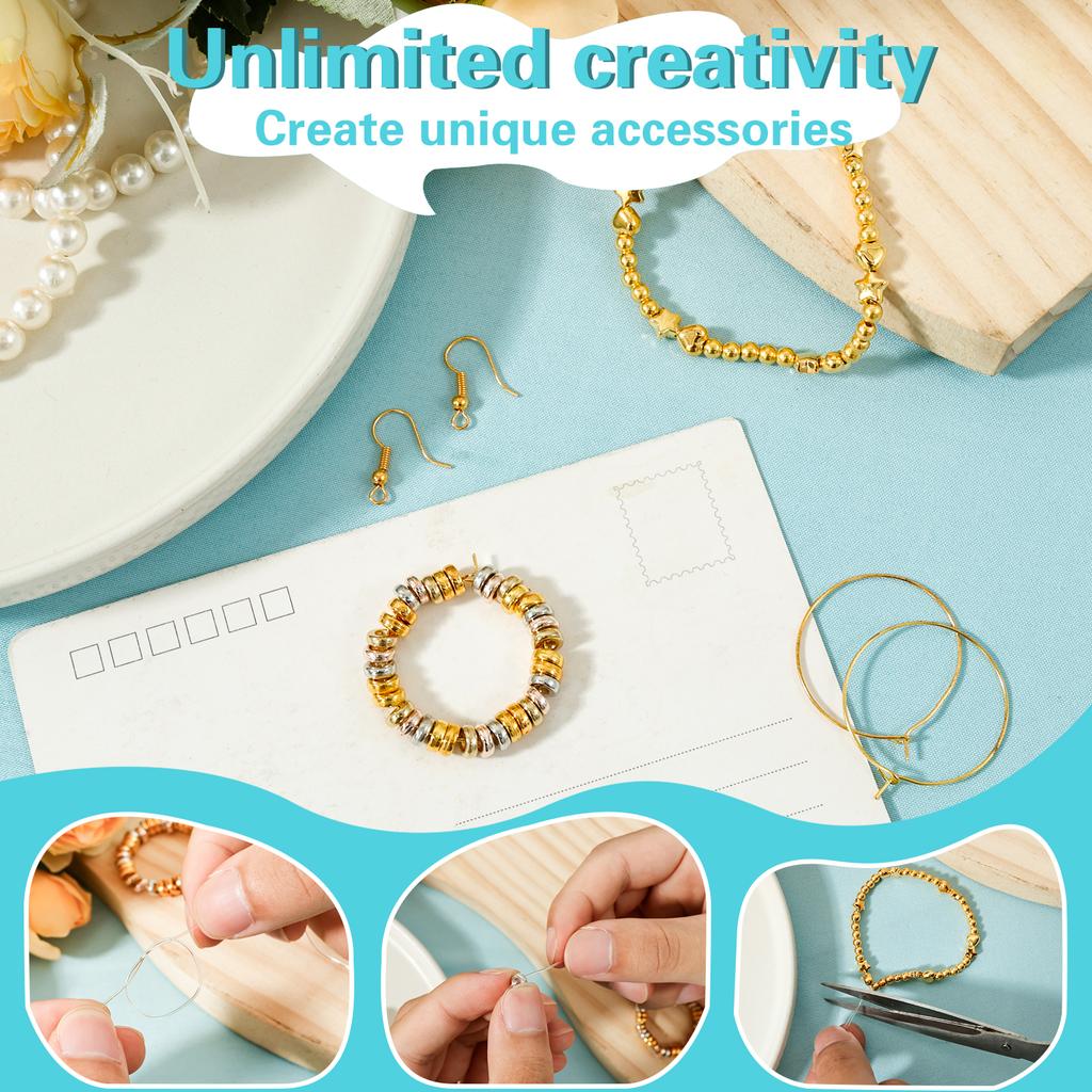 2160Pcs Spacer Beads Set Assorted Spacer Bracelet Beads Glossy Jewelry Making Beads 4 Colors Jewelry Beads Bracelet Beads Kit