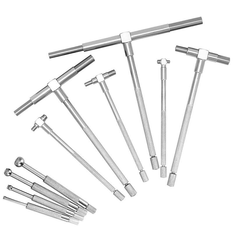 Teleskop-Innenmessgerät-Set aus Edelstahl - 1/8 bis 1/2 Zoll Messbereich und T-Bohrungslehre Teleskopmessgerät 6 Stück 5/16 bis 6 Zoll, langlebig