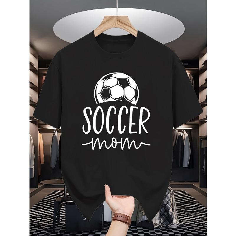 

European SizeVintage Trendy Oversized Ca sual T-Shirt Men S And Teen SOCCER MOM Graphic T-Shirt -Casual Round Neck Short Sleeve 4XL чорний