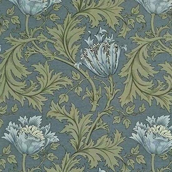 William Morris Anemone Cotton Print Best of Morris Light 110cm Wide x 1 Meter Fabric, 100% Cotton, Anemone, Blue, Pre-Cut, MO-3216M