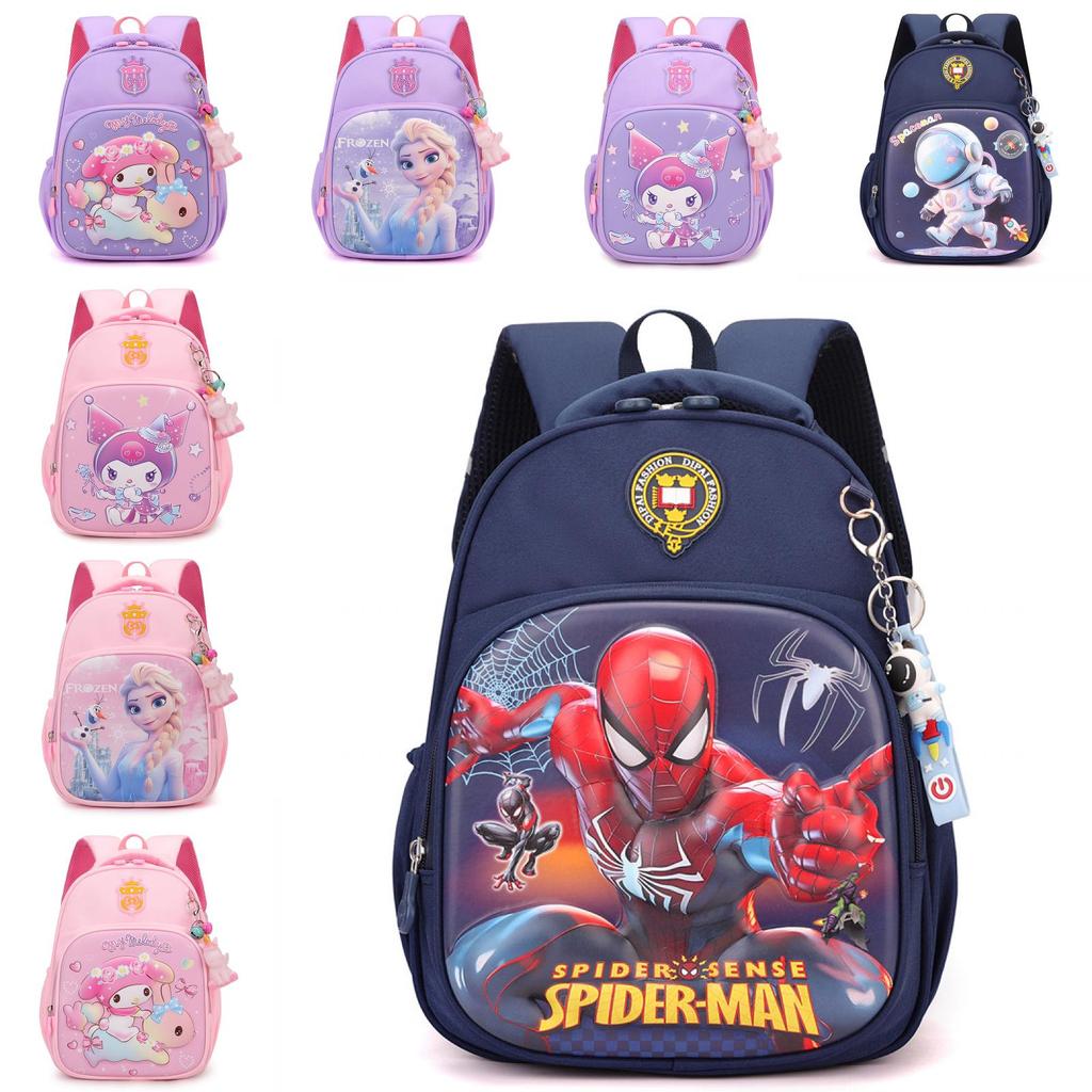 Elsa Cinnamoroll Kuromi Spider Man Cartoon Childrens Backpack With Durable Nylon For Kindergarten School Use