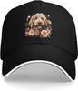 Cute Doodle Dog Floral Wreath Baseball Cap Adjustable Polyester Outdoor Sports Golf Hat