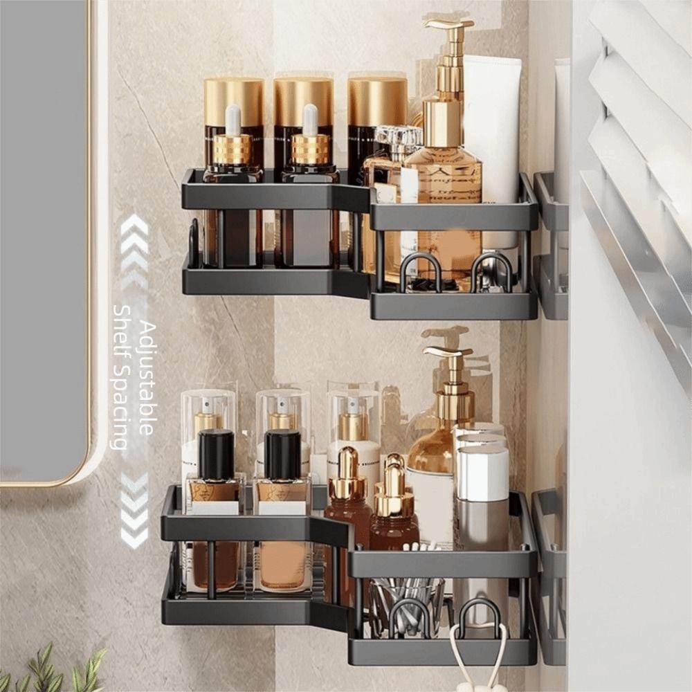 1Pc/3Pcs/5Pcs Wall Mounted Corner Storage Shelf Carbon Steel Shampoo Storage Rack  For Home