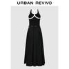UR 2025 Autumn Women's Trendy Contrast Belted Slim Dress