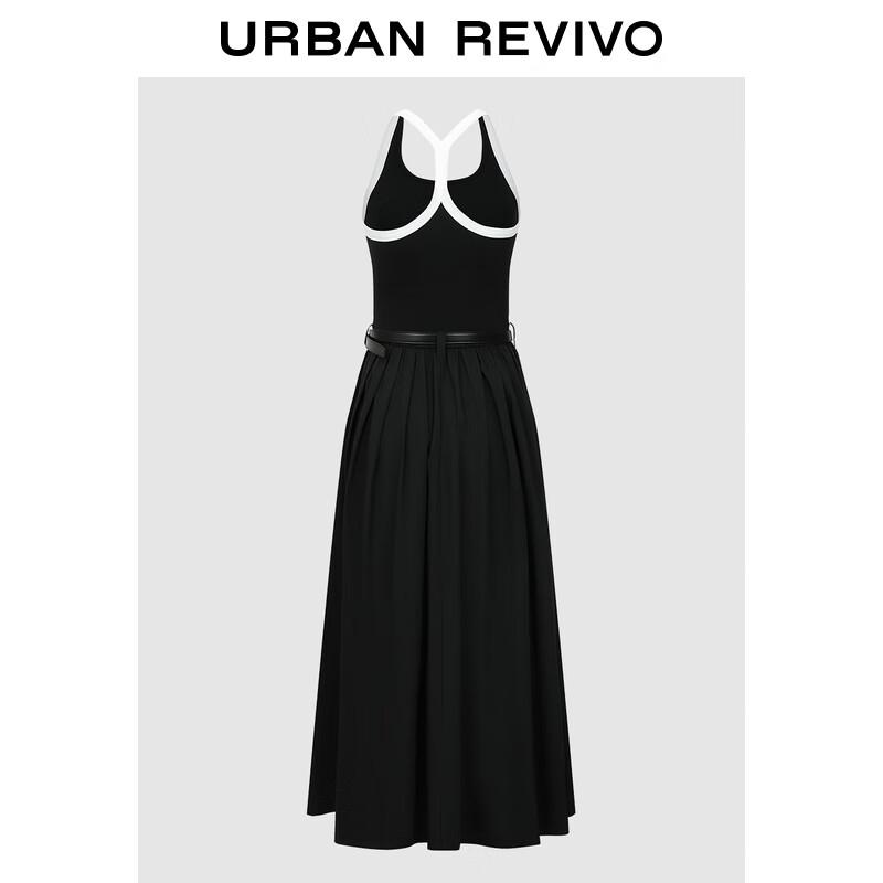 

UR 2025 Autumn Women s Color-block Belted Slim-Fit Dress L