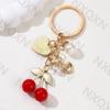 Pretty Cartoon Cherry Preal Heart Enamel Keychain Love Fruit Key Ring For Women Girl Handmade Friendship Gift Jewelry Set