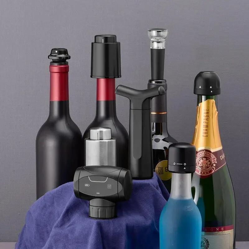 Vacuum Pump Wine Saver Cap Stopper Date Scale Record Retain Preserver For Wine Bottles Corkscrew Kitchen Automatic Keep Fresh