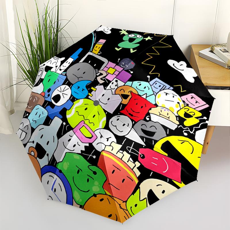 Inanimate Insanity Print Automatic Umbrella, 8 Rib Iron Frame, Plastic Handle, Suitable for Outdoor Travel &Daily , Ideal Gift