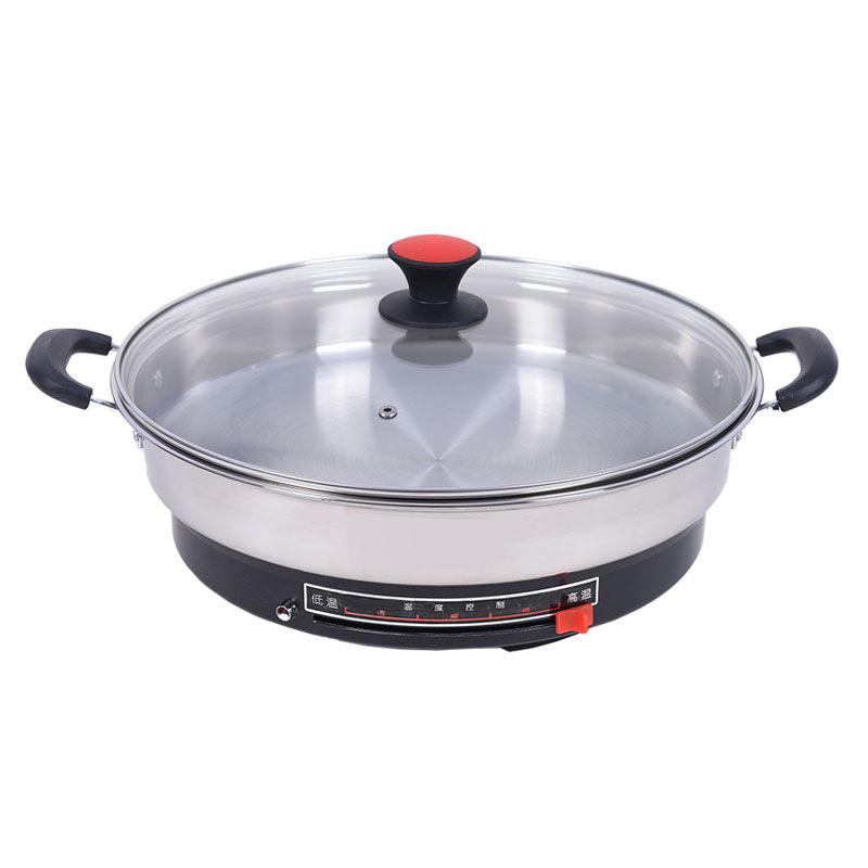 

38см Электрическая сковорода-гриль из нержавеющей стали:Глубокая Антипригарная Сковорода для Блинов/Жарки - Многофункциональный Бытовой Прибор для Приготовления Блинов/Крепов 220V