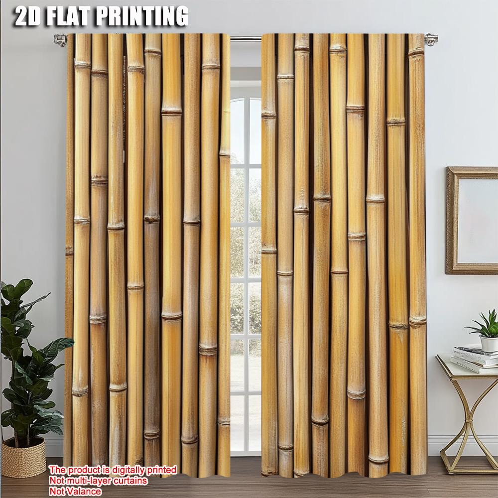 

2 шт., Популярный принт 2D-плоскостной печати для штор, Богемный бамбуковый принт, Затемняющий полиэстер (без удилища) Распродажа Идеально для 52.50 × 116.00 cm 2 pcs