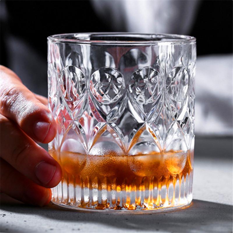 Houseware Premium Crystal Whiskey Glasses Drinking Glasses  Lead-free Glass Engraved Cognac Glass Perfect for Cocktail Juice