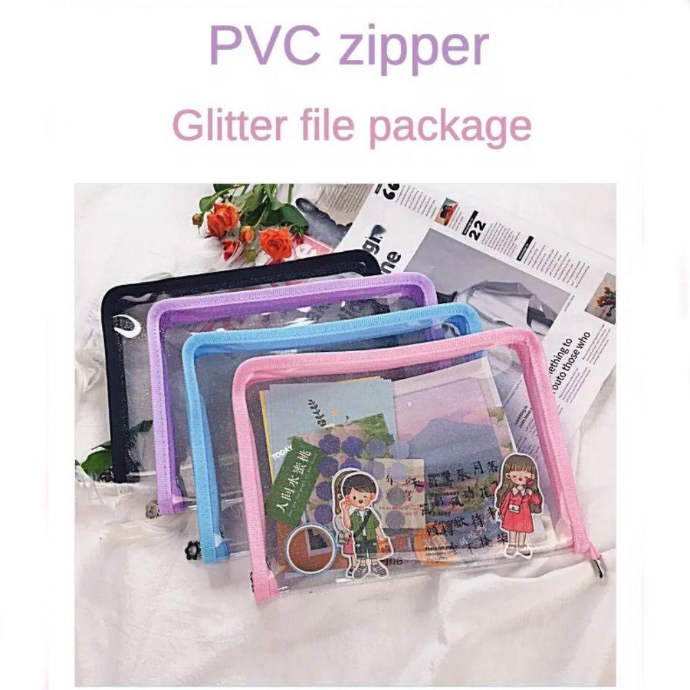 PVC Zip Pocket Bag A5 School Stationery Ins Folder Organizer